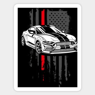 Patriotic American Flag USA V8 Muscle Car Pony Mustang GT Magnet